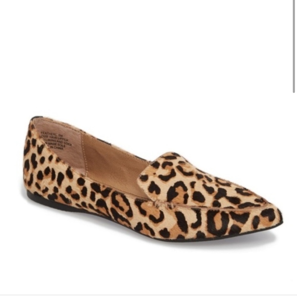 Steven Madden leopard calf hair loafer flat pointed toe